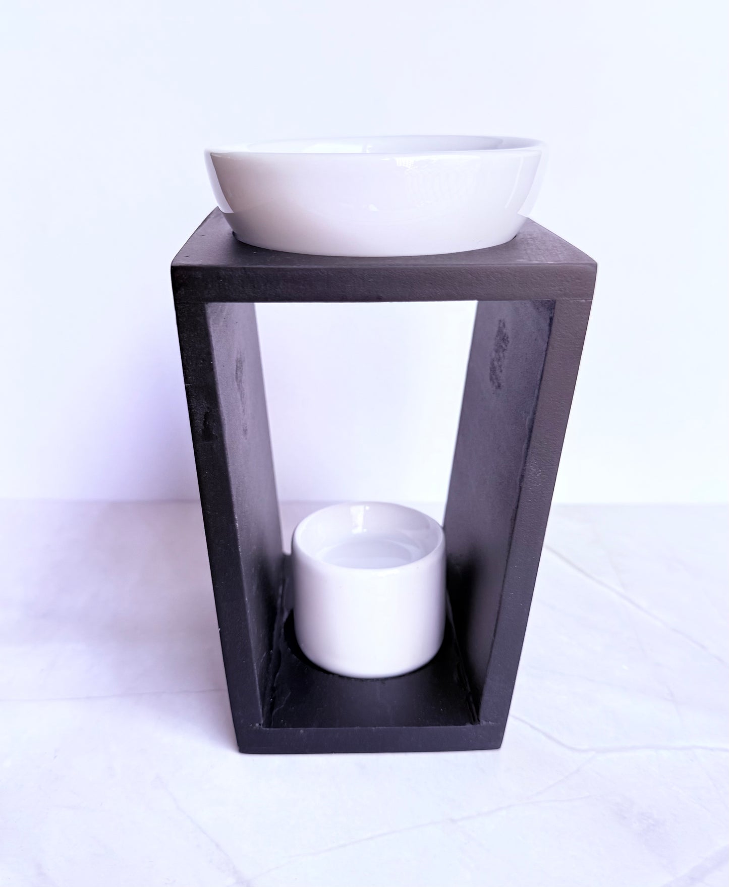 Hank - Black Wood + Gloss White Ceramics Wax Melter