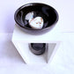 Hugo - White Wood + Gloss Black Ceramics Wax Melter